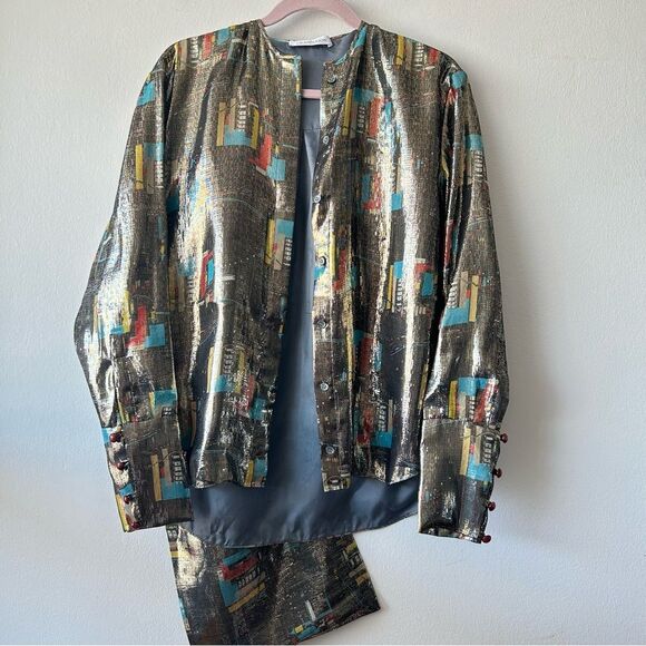 J.W.Anderson Shimmering Silk Blouse with abstract cityscape pattern - Picture 5 of 14